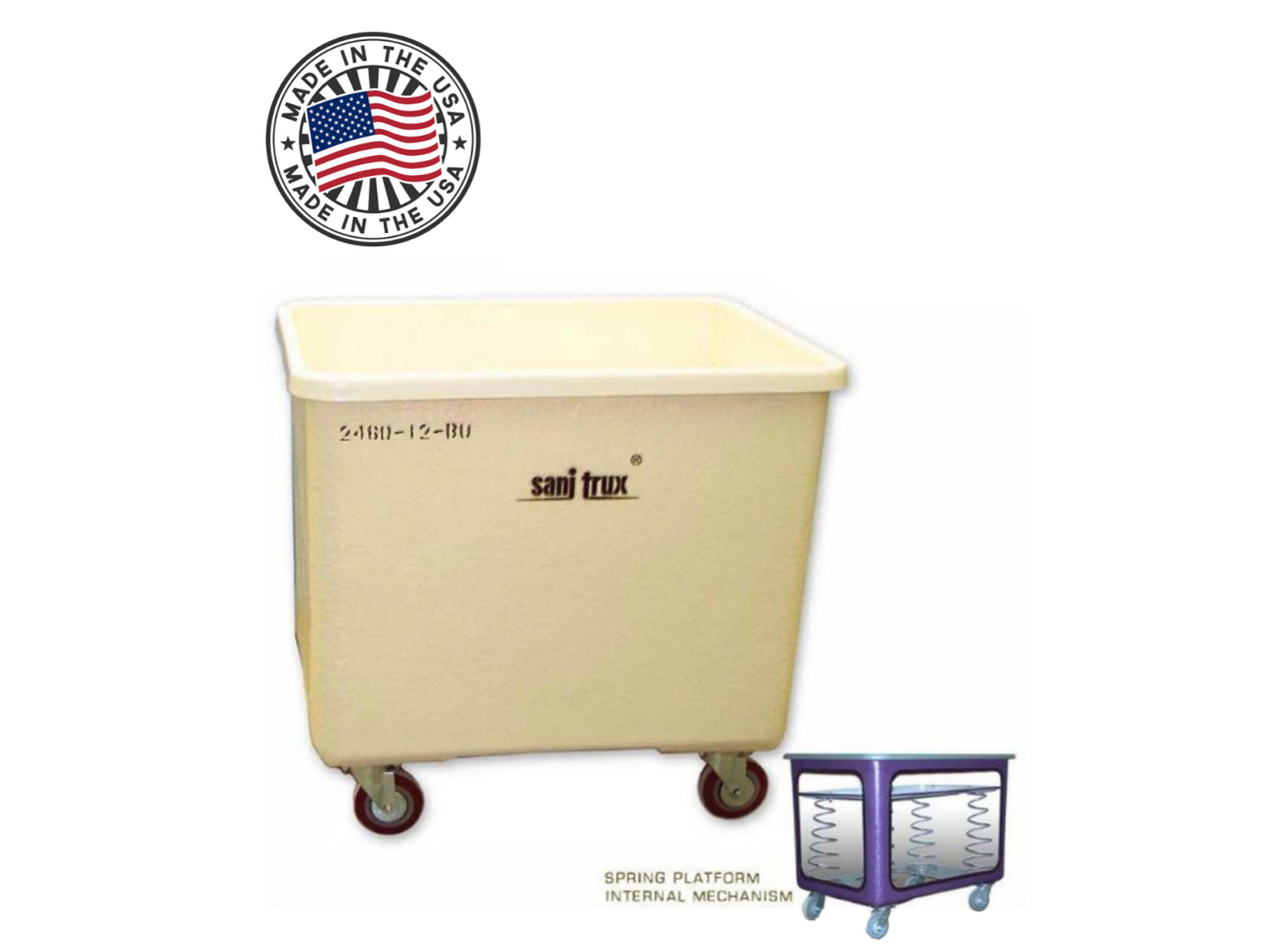 Sanitrux® Spring Platform Heavy Duty Commercial Laundry Cart On Wheels ...