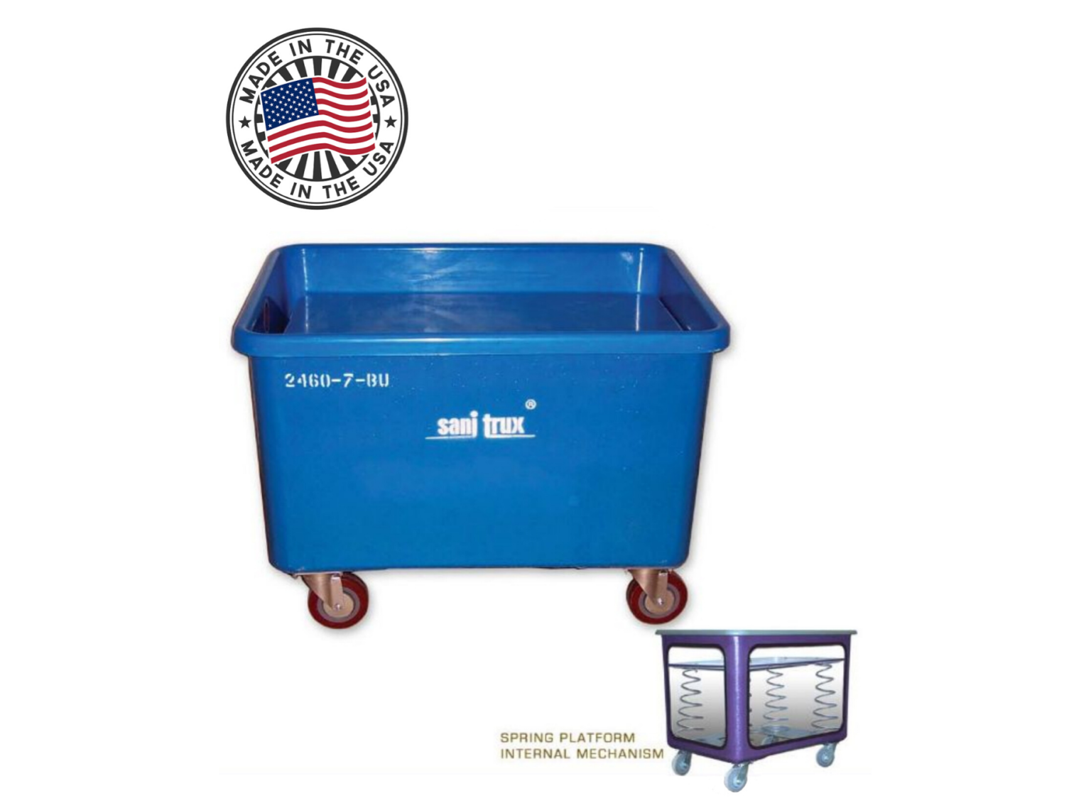 Sanitrux® Spring Platform Heavy Duty Commercial Laundry Cart On Wheels ...